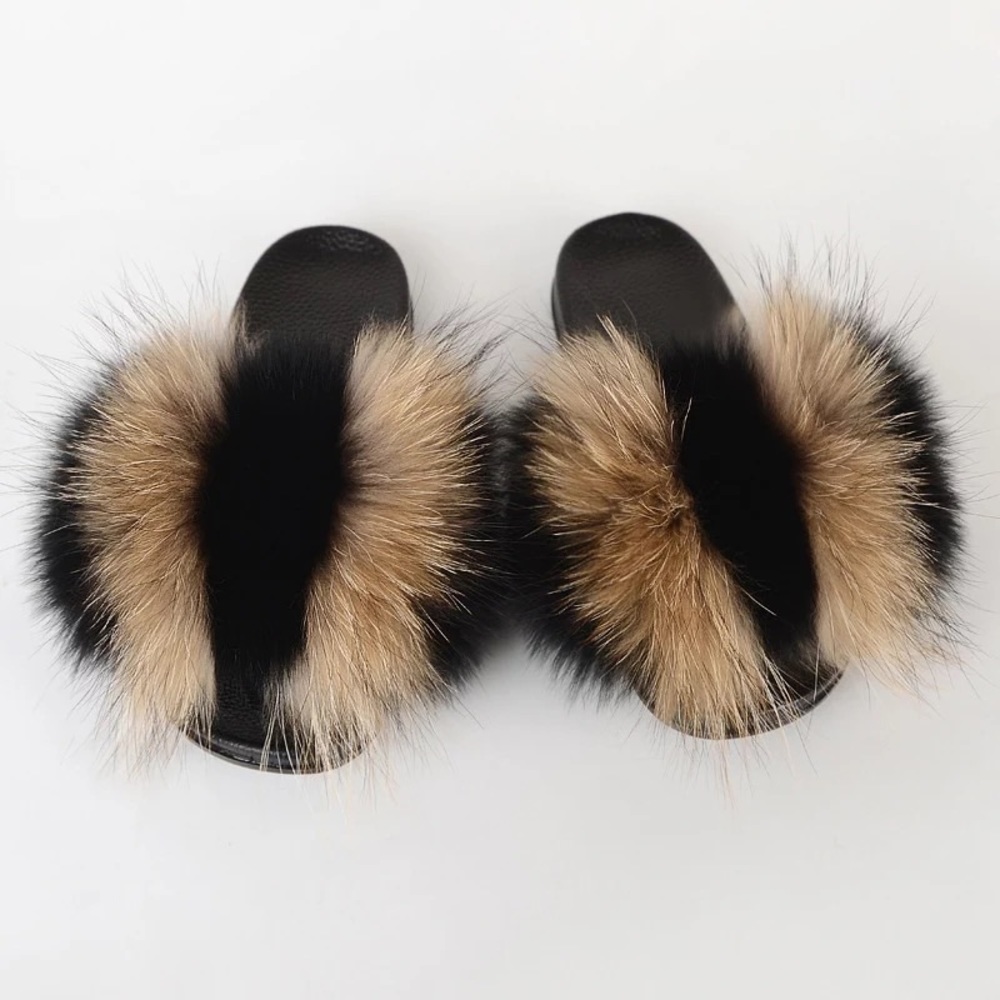 Halloween burst fox fur slides